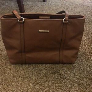 Soft faux-leather purse - brown